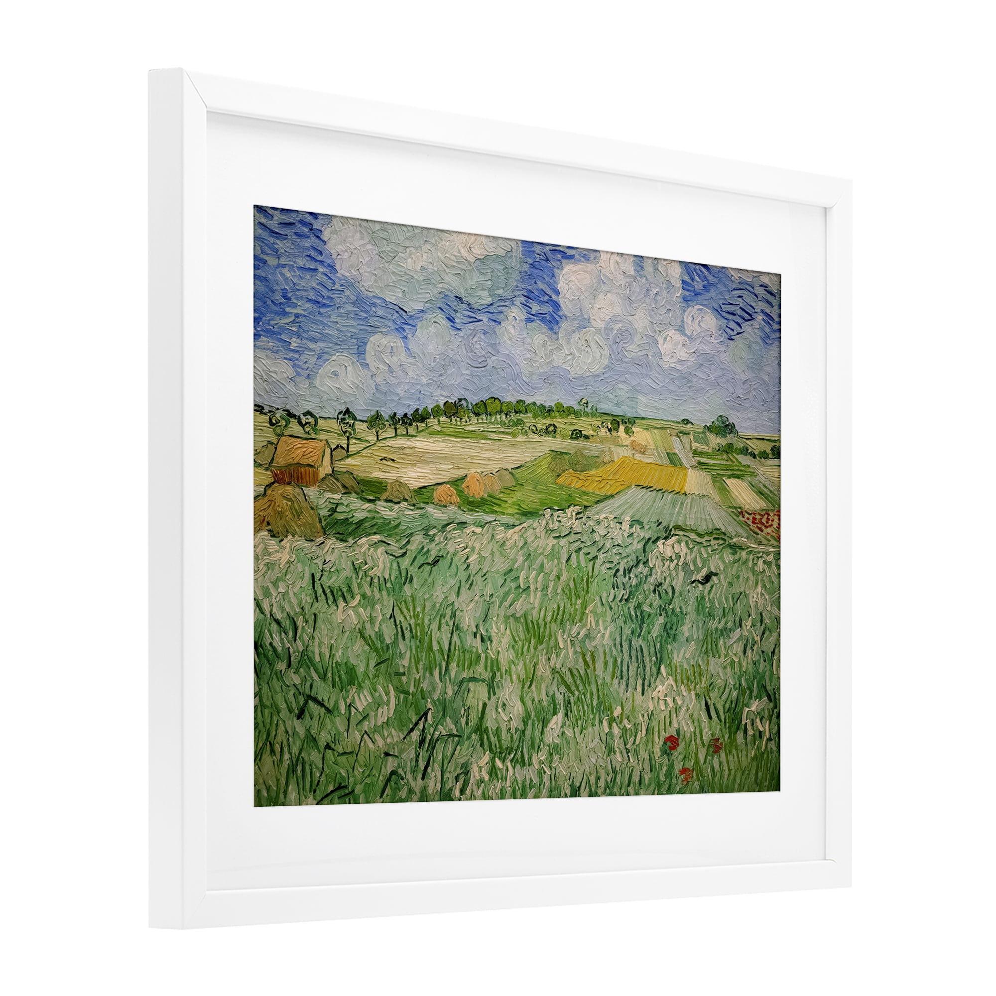 Stupell Industries Plain Near Auvers Painting White Framed Print Under Glass, design by Vincent Van Gogh
