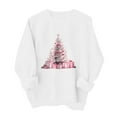 thumbnail image 4 of Guzom Womens Christmas Sweatshirt 100% Polyester - Pink Tree & Gift Graphic, Relaxed Fit, White, XS-XL for Holiday Outings & Loungewear,Size XS, 4 of 5
