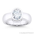 thumbnail image 2 of Oval Cut Charles & Colvard Forever Brilliant Full Bezel Solitaire Engagement Ring in 14k White Gold, 2 of 4