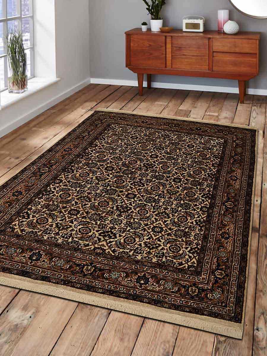 Rugsotic Carpets Hand Knotted Nir Woolen 4' x 6' Vintage Area Rug Cream