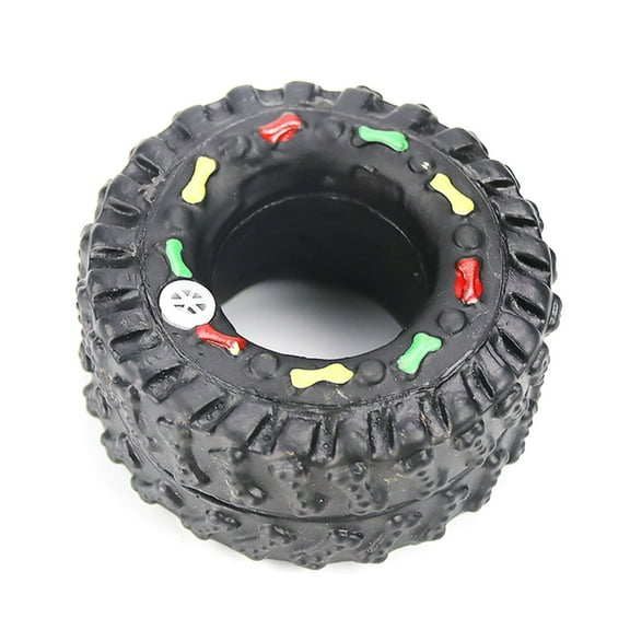 Barhoo Durable Rubber Tire Dog Chew Toy for Aggressive Chewers Large Breed Indestructible Puppy Teething Toy with Squeaker Heavy Duty Dental Cleaning Interactive Play Toy for Medium Large Dogs