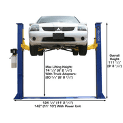 Atlas Automotive Equipment 9KBPX 2-Post Lift/Hoist, Baseplate Style, 96 Minimum Ceiling Height, 9,000lb Capacity, Symmetric Arms, Dual Hydraulic Chain Drive Cylinders, For Low Ceiling Home Use