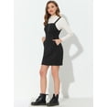 thumbnail image 2 of Mini vestido de ante sintético Allegra K elegante con cremallera frontal para mujer Negro L, 2 of 5