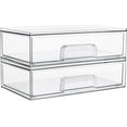 thumbnail image 1 of Juego de 4 cajones de almacenamiento apilables, contenedores organizadores de plástico transparente para suministros de baño, ideal para organización de gabinete, despensa, cuarto de, 1 of 8