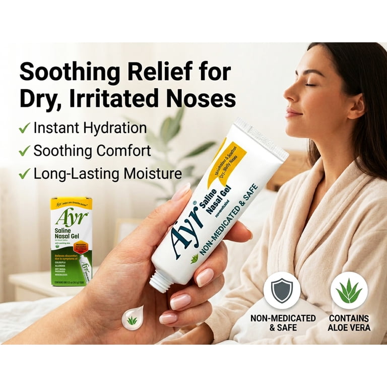 AYR Saline Nasal Gel with Soothing Aloe, 0.5 oz - 3 Pack - Walmart.com