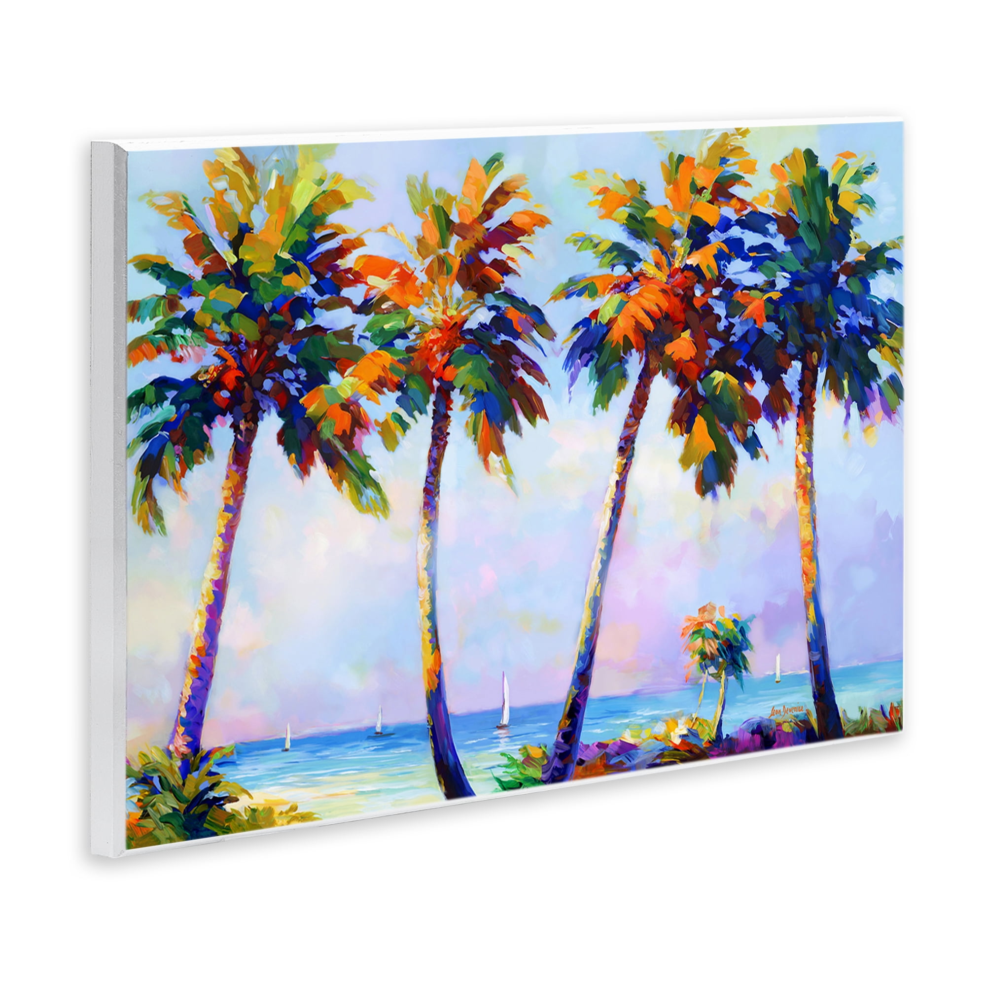 Stupell Industries Palm Trees in Sun Warmth Landscape Painting Unframed Art Print Wall Art, 15 x 10