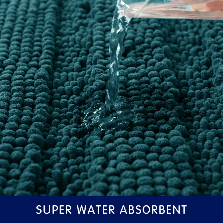 Subrtex Chenille Soft Rugs Super Water Absorbing Shower Mats - 16x24 - Navy