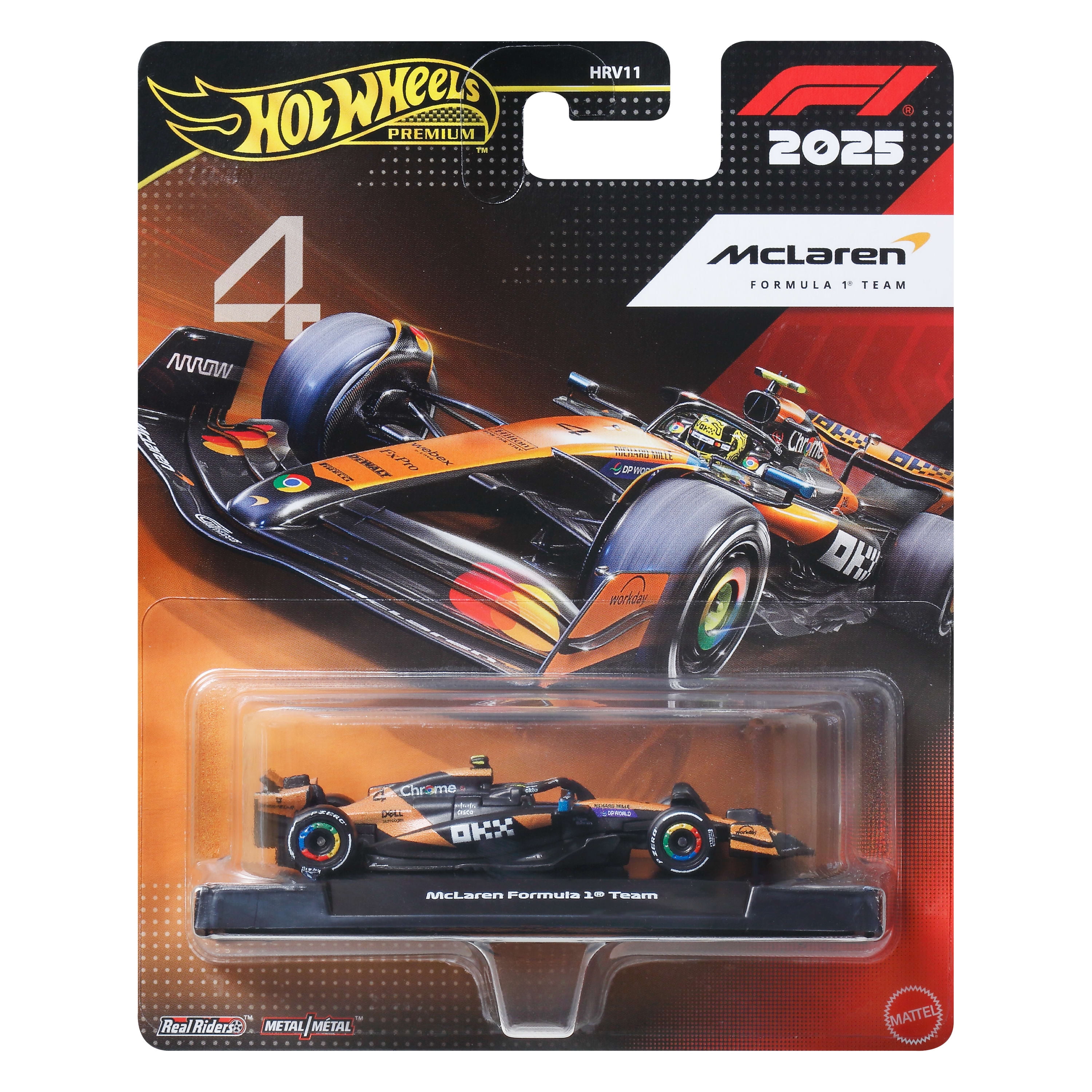 Hot Wheels 1:64 Scale Premium Die-Cast Formula 1 Collectible Toy Race Car, McLaren Formula 1 Team - Driver 2
