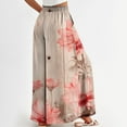 thumbnail image 4 of WTOBBY Women's High Waisted Wide Leg Pants Summer Casual Flowy with Pockets and Floral Print,Beach Trousers Designed for Hot Weather Comfort, Breezy Days and Sun Protection in Style,Pink M, 4 of 4