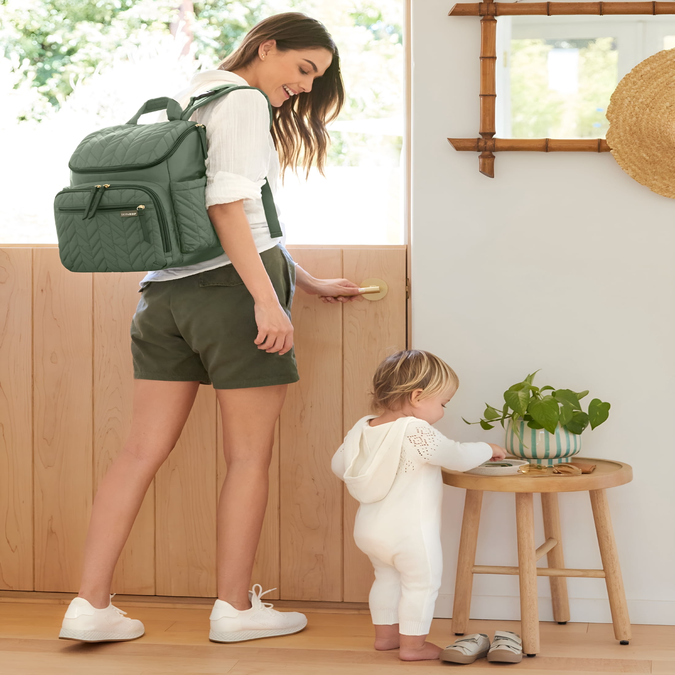 GASTROPOD 2026 New Quilted Sage Diaper Backpack Bag for Parents Large Diaper Bag Dipper Bag for Baby for Baby Care,Diaper Storage,Travel Convenience,Everyday Parenting Essentials