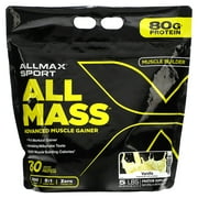ALLMAX Sport, All Mass, Advanced Muscle Gainer, Vanilla, 5 lbs, 2.27 kg (80 oz)