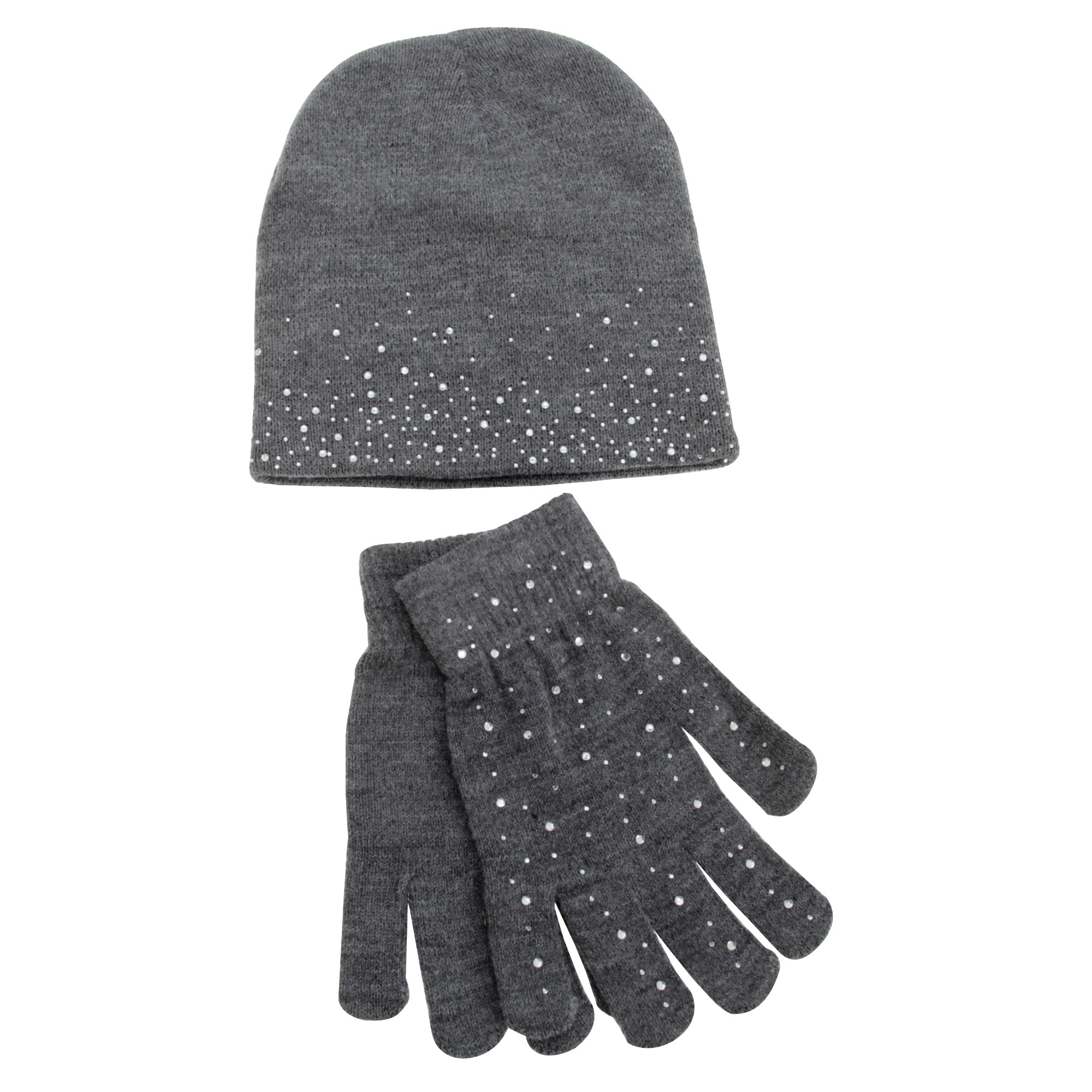 womens grey hat and gloves