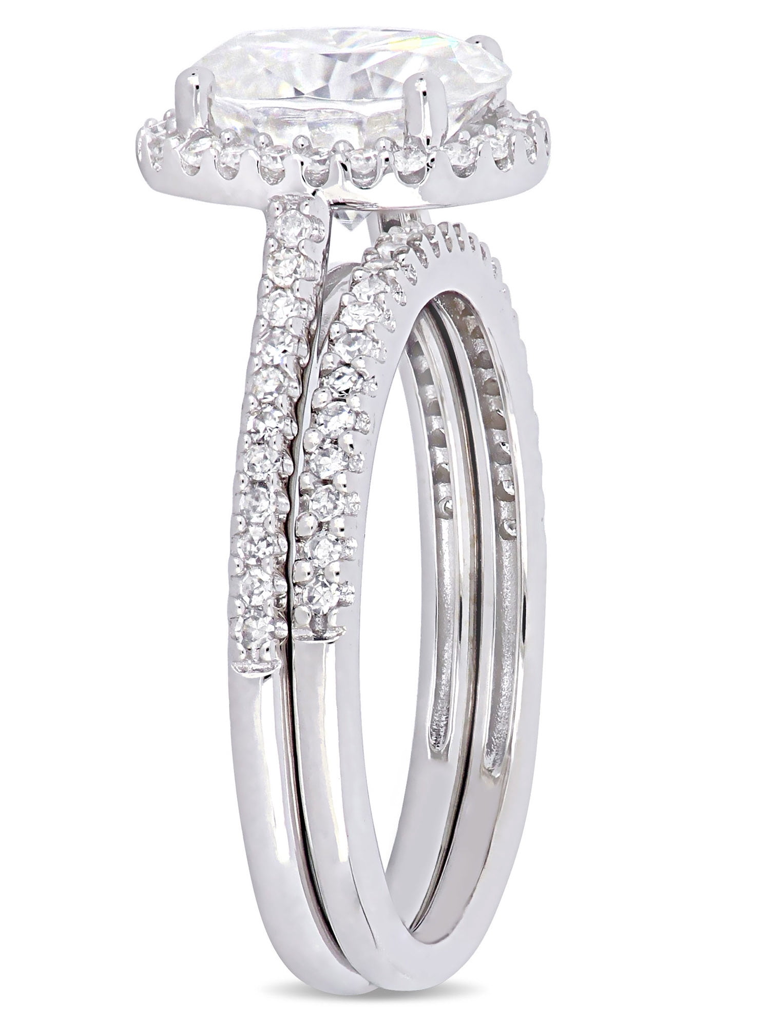 Everly Women's Created Moissanite and Diamond 14k White Gold Bridal Set
