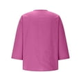 thumbnail image 6 of Women Tops, 2026 Tops for Women Three Quarter Sleeve T-Shirts Cotton Linen Comfort Button Down Soft Lightweight Blouse Tees, 6 of 8