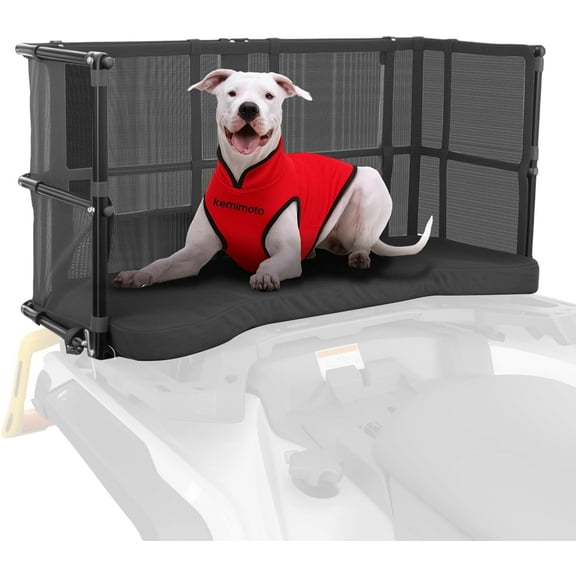 KEMIMOTO ATV Dog Pet Carrier Seat Four Wheeler w/ Safety Steel Frame Compatible with Can am Sportsman Fourtrax Foreman Kawasaki Brute Force