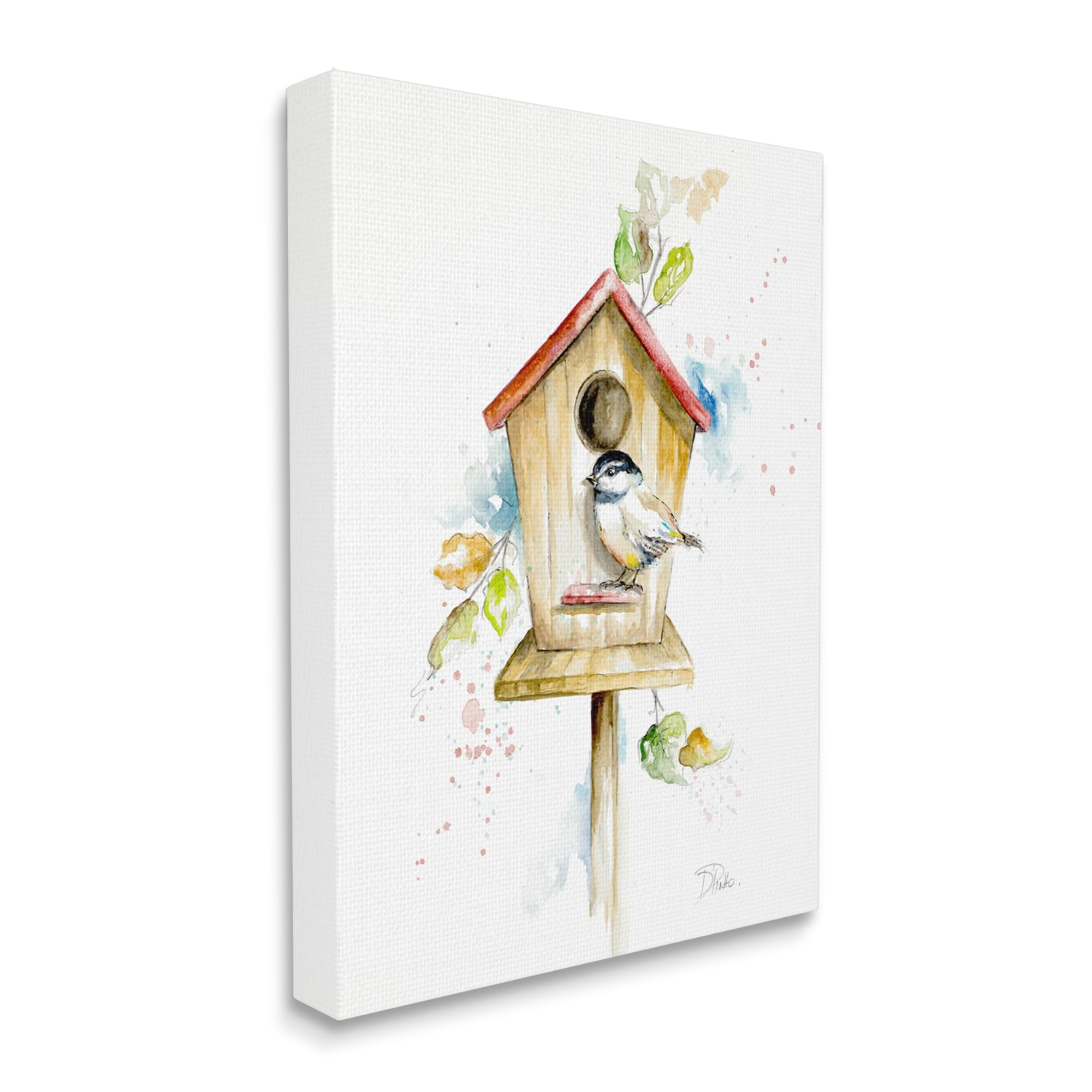 Stupell Industries Spring Garden Bird House Backyard Robin Illustration,30 x 40, Design by Patricia Pinto