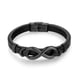 thumbnail image 1 of Pulsera con el símbolo del infinito para hombre, piel sintética y acero inoxidable, 1 of 2