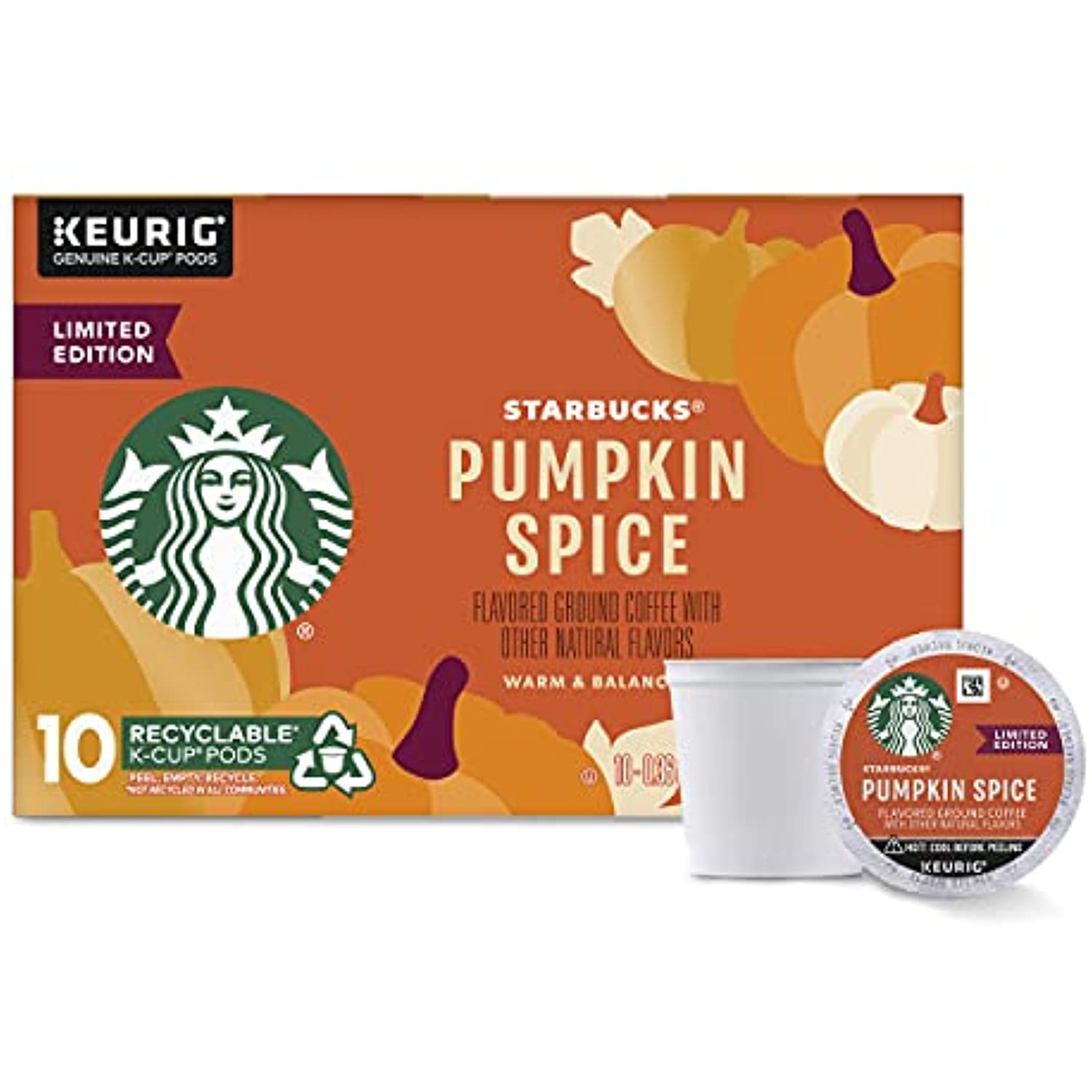 Starbucks K Cup Coffee Pods — Light Roast Coffee — Pumpkin Spice — Fall