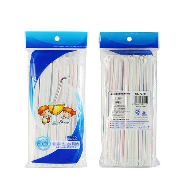 50 Uds pajitas flexibles pajitas desechables de plástico sin BPA pajitas para beber