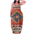 thumbnail image 2 of SMihono Robe Maxi Bohème d'Été pour Femmes Grande Taille Mode Féminine Col Rond Sans Manches Robe Imprimée de Plage, 2 of 6