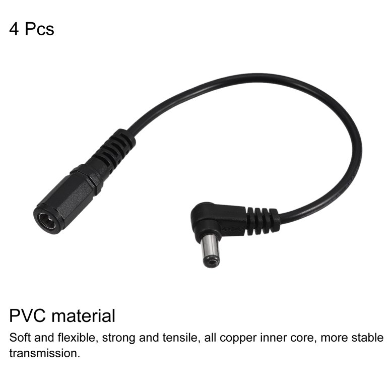 2 Pack 10 Inch 55mm x 25mm DC Power Extension Cable 90 Degree