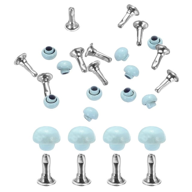 Uxcell 10Pcs Mini Rivet Studs 3mm Double Cap Leather Rivets for Clothes Sewing and Decoration Light Blue