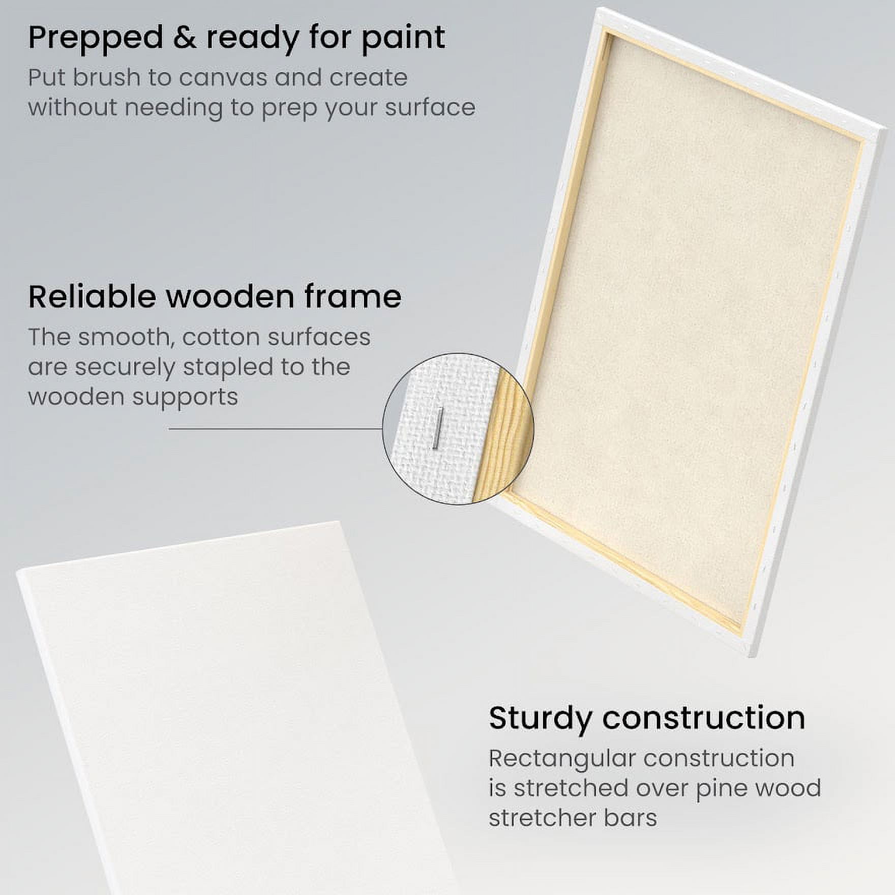 Arteza 18" x 24" Stretched Canvas, Set of 4, White Cotton