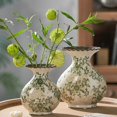 thumbnail image 4 of Florero floral chinoiserie verde, floreros de cerámica retro agrietados con hielo for decoración del hogar, 4 of 7