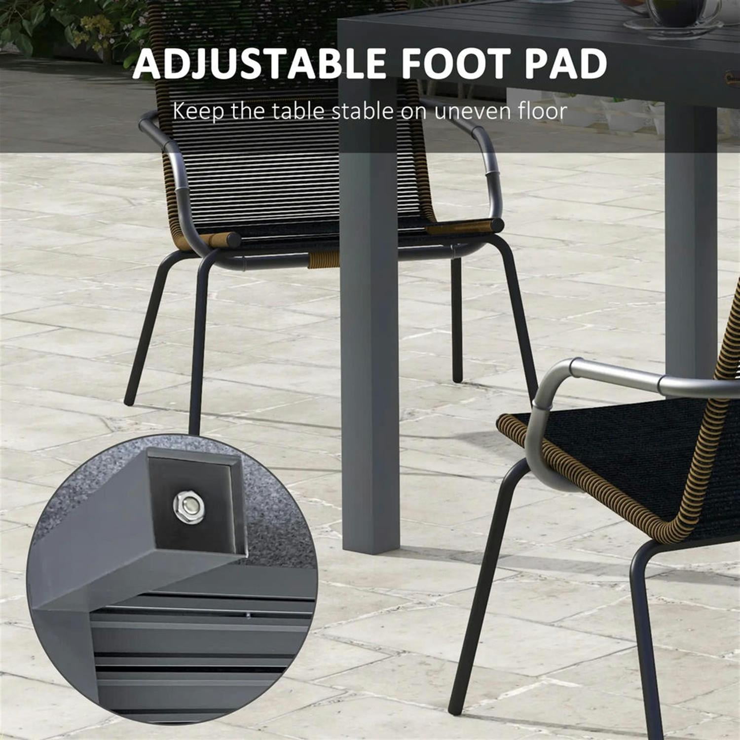 Demi Bonn 70" Expandable Outdoor Dining Table for 4-6 Guests, Aluminum Frame Patio Table for Garden, Lawn, Balcony, Terrace, Gray