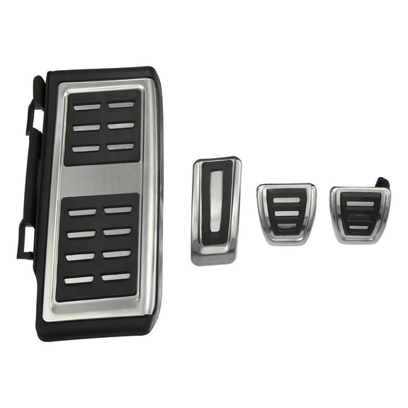 4 Pcs Accelerator Pedal and Brake Pedal Cover Set for Audi Q3 2019-2021 Metal Rubber Silver Tone Black