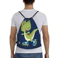 thumbnail image 2 of Easygdp Dino Playing Roller Skate Drawstring Backpack, Beach Sackpack, Travel Sackpack Lightweight for Sports, Gym, Travel, Swimming - Small, 2 of 9