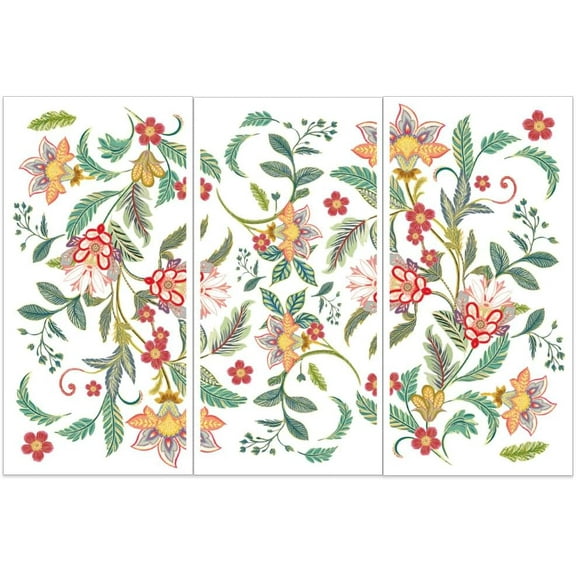 1 Set 3pcs/Set Boho Rub on Transfers for Furniture and Crafts 6x12 inch Paisley Furniture Decals Flower Theme Transfer Stickers Rub on Decals for Wood Furniture Home Decor