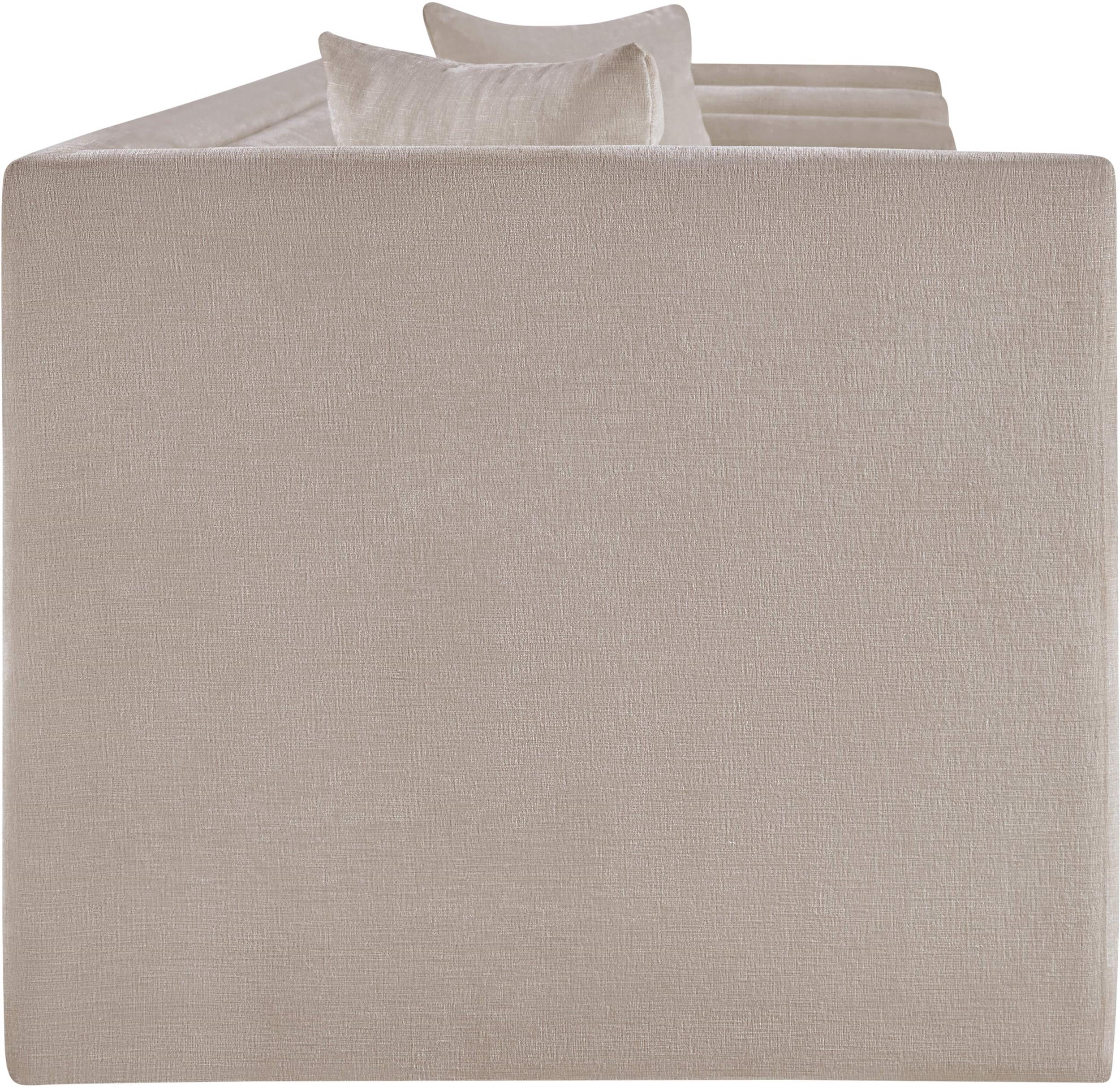 Meridian Furniture Everett Beige Chenille Fabric Upholstered Sofa