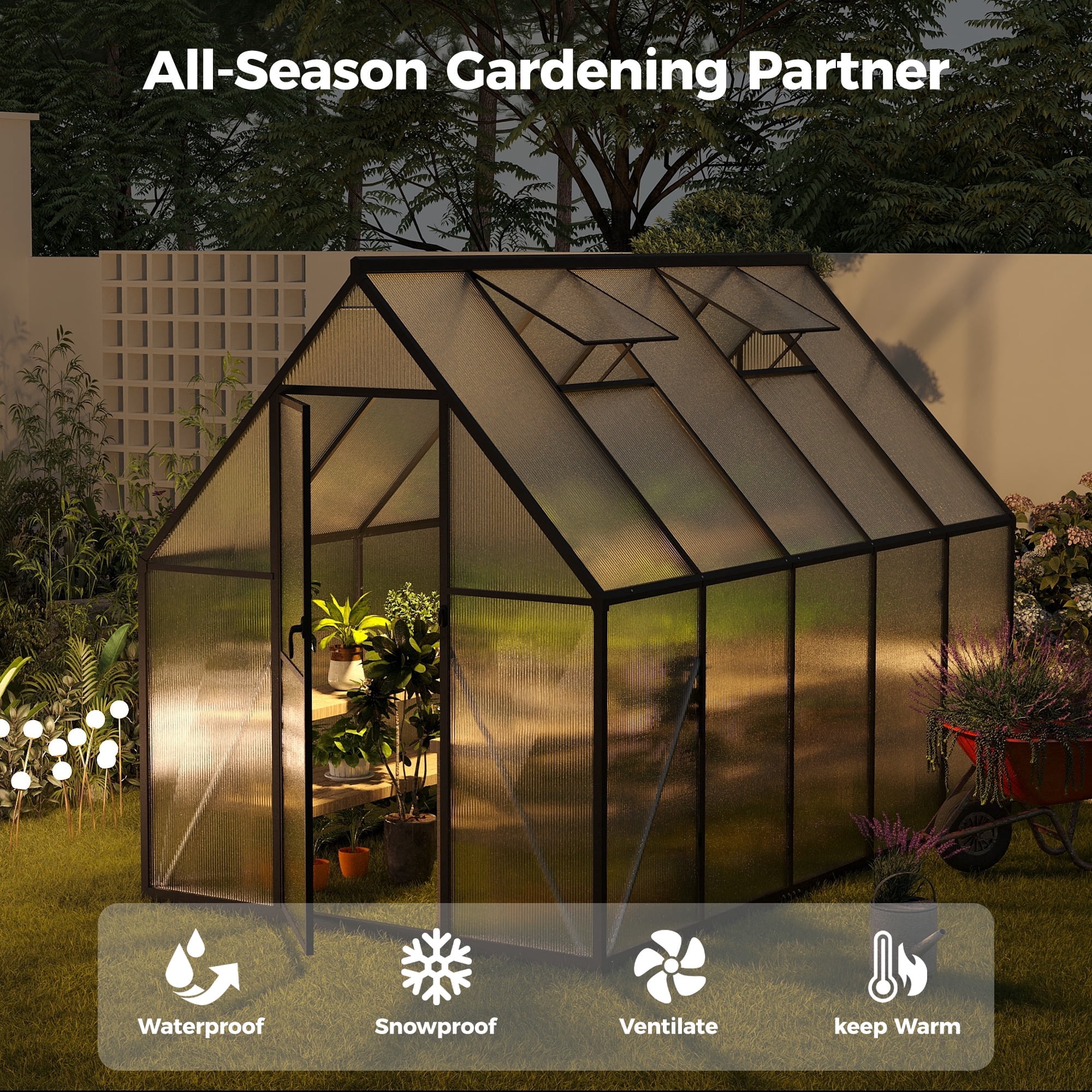 8x14ft Greenhouse for Outdoors, Enhanced Aluminum Frame Greenhouse