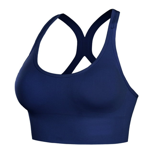 Virmaxy Womens Wireless Bra Solid Color Soft and Comfortable Gathered Large Bra Solid Color Soft and Comfortable Without Steel Rings Gathering To A Large Bra Blue-3 XL