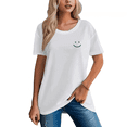 thumbnail image 2 of Women's 100% Cotton Regular Comfortable Smile Print Tee, 2 of 9