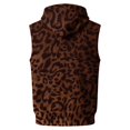 thumbnail image 7 of FENGYOU Mens Sleeveless Zip Up Hoodie Vest Casual Athletic Hooded Jacket with Leopard Print Lightweight Fleece Outerwear Brown 3XL, 7 of 7