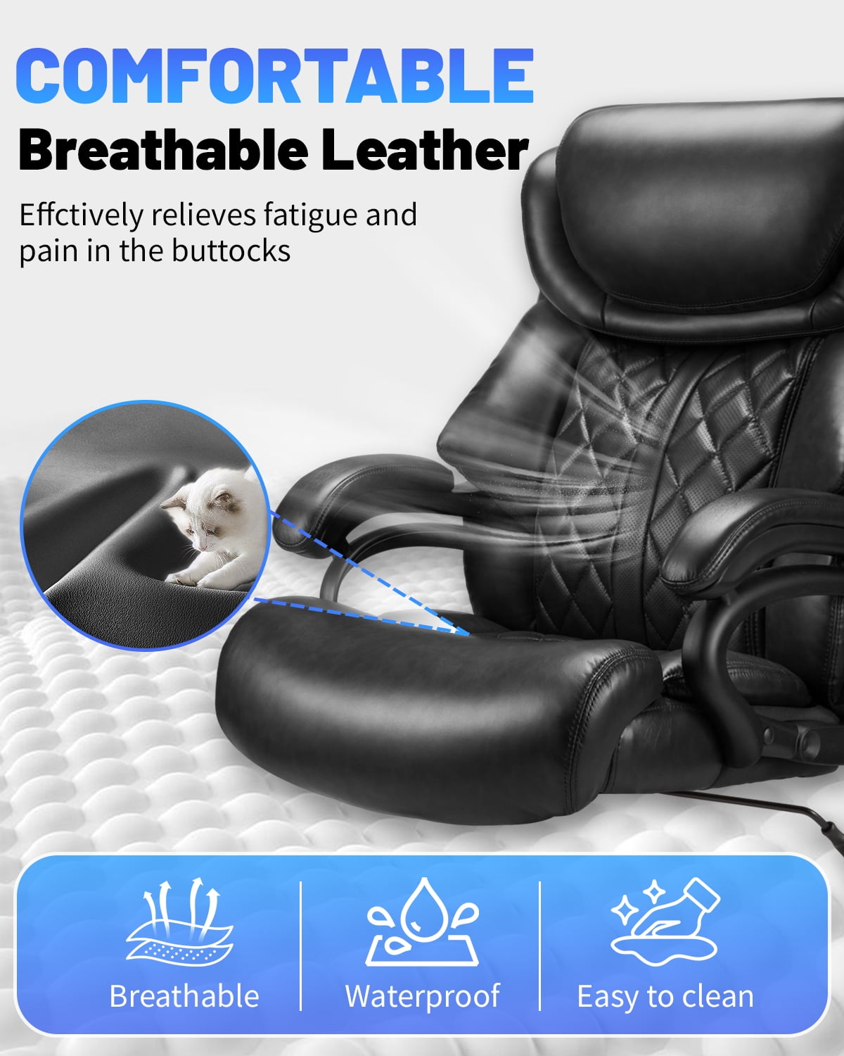 High Back Ergonomic PU Leather Executive Chair, Swivel Computer Desk Chair with Armrests