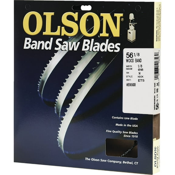 1 PK, Olson WB51656DB-Olson 56-1/8 In. x 1/8 In. 14 TPI Hook Wood Cutting Band Saw Blade