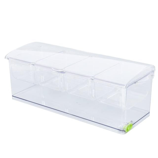 Plateau de Service Réfrigéré pour Condiments, avec 5 Compartiments Amovibles, Ensemble de 5 Cuillères de Service et 3 Pinces Incluses, pour le Camping