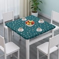 thumbnail image 3 of Teal Christmas Star Pattern Square Fitted Tablecloth with Elastic Edge,Square Table Cover,Washable Elastic Table Cover for Home Kitchen Party Decor 34"x34", 3 of 6