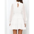 thumbnail image 4 of Dokotoo Women's Ruffled Mini Dress Long Sleeve Crew Neck Back Keyhole Short Dress Casual Waist Tie Swing Dress S-XL, 4 of 4