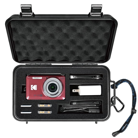 Lekufee Travel Waterproof Hard Case for Kodak PIXPRO FZ55 or FZ45 Digital Camera, Battery and Accessories - Black(Bag & Case Only)