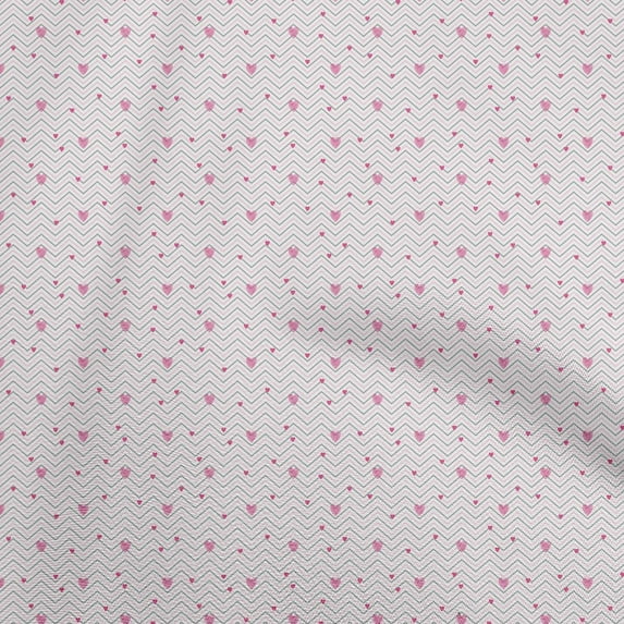 oneOone Cotton Jersey Pink Fabric Hearts Print Quilting Supplies Print Sewing Fabric By The Yard 58 Inch Wide