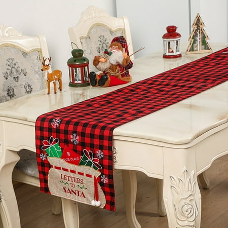 

Yubatuo Red Buffalo Plaid Xmas Trees Merry Christmas Table Runner Seasonal Winter Holiday Kitchen Dining Table Decoration for Home Party Decor 13x72 Inch