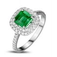 thumbnail image 2 of 2 Carat princess cut Emerald and Diamond Double Halo Engagement Ring in White Gold, 2 of 4