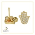 thumbnail image 5 of BEBERLINI Women Stud Earrings Cubic Zirconia 14K Gold Filled Brass Jewelry Hamsa Hand, 5 of 8