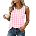 thumbnail image 2 of Wiyuqeen Womens Gingham Tank Top Sleeveless Crew Neck Loose Fit Summer Casual Tanks Lightweight Plaid Shirt for Beach Vacation Daliy Pink XL, 2 of 10