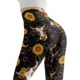 thumbnail image 5 of DISNIMO Cow Sunflower Printed High Waisted Yoga Pants for Women, Soft Workout Leggings Breathable Yoga Pants Leggings for Running Cycling, Black, S, 5 of 6