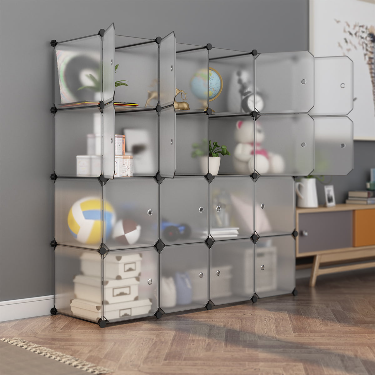 Dropship 20 Cube Organizer Stackable Plastic Cube Storage Shelves Design  Multifunctional Modular Closet Cabinet With Hanging Rod RT to Sell Online  at a Lower Price
